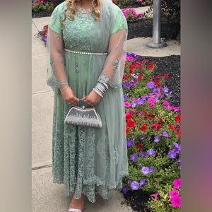 Pistachio green Pakistani dress
